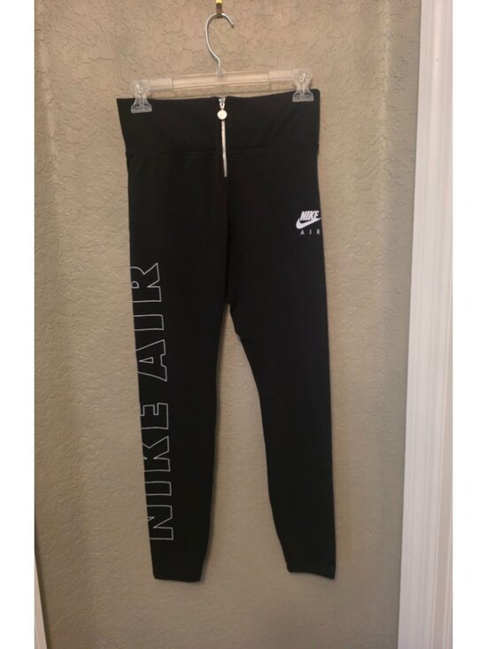 Nike Pants - NIKE Air Ladies Graphic Black Zip Front Leggings M Large Spell Out - CJ9968-010